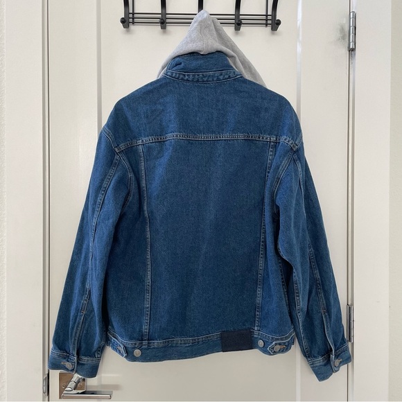 Armani Exchange Men's Denim Jacket with Removable Gray Fleece Hood Size M - Picture 5 of 10